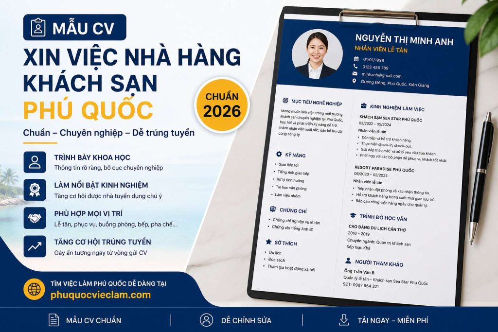 Mẫu CV Xin Việc Nhà Hàng Khách Sạn Phú Quốc